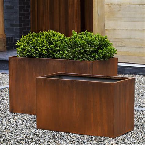 planter box metal patina rst|Corten Steel Planter Wide Rectangle Metal Garden Box Outdoor .